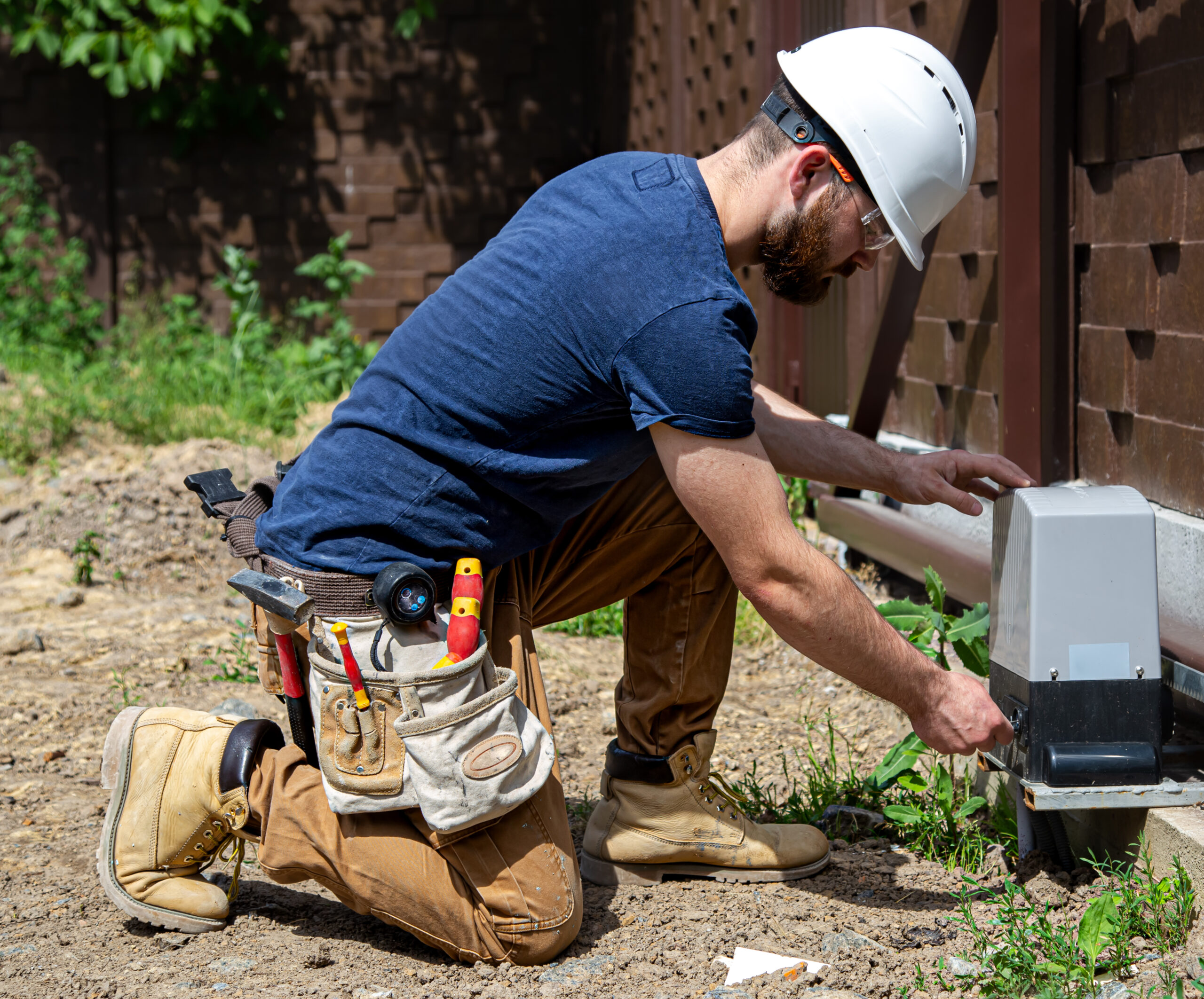 electrician builder work servicing fuselage industrial switchboard professional overalls with electrician s tool scaled