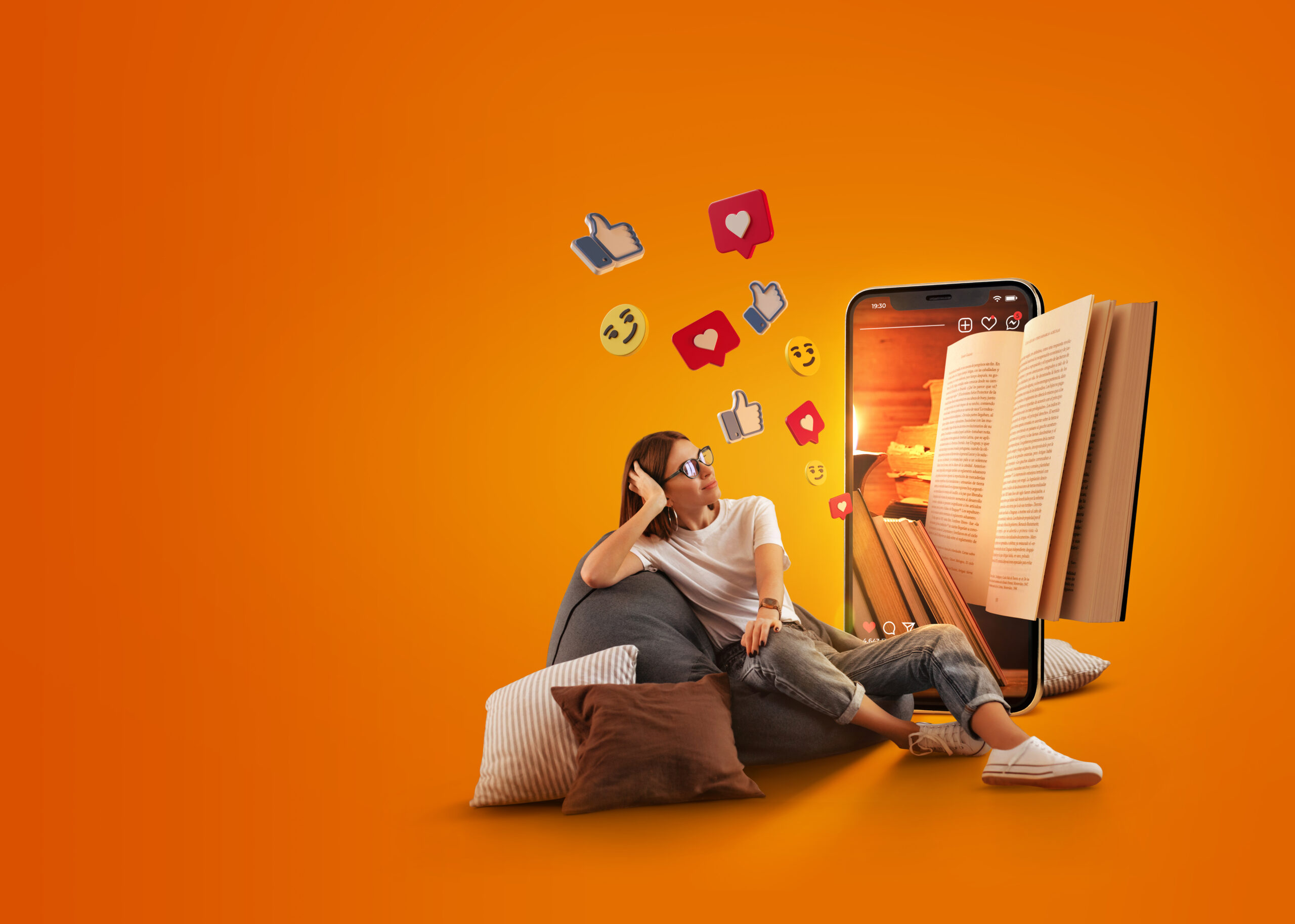full shot woman reading with smartphone scaled